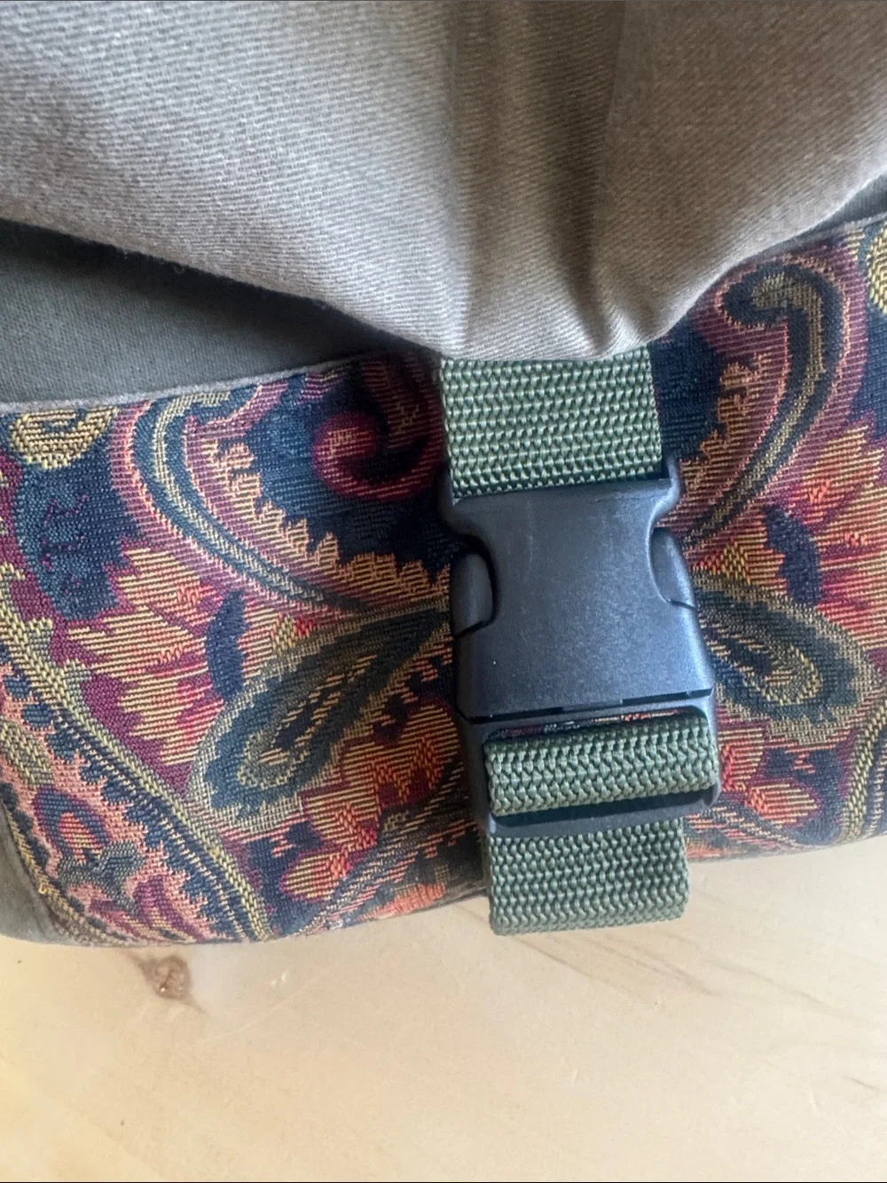 Porteen Gear Camera Bag Olive Leather Tapestry Adjustable Strap Crossbody